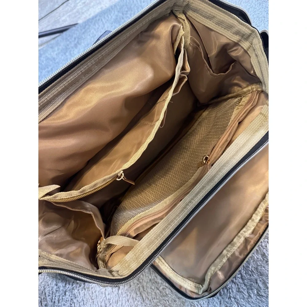Black Nylon Diaper Bag Backpack Gold Hardware Multi-Pocket